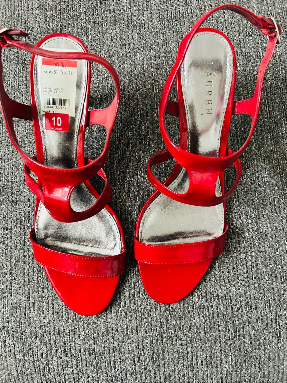 Ralph Lauren Red Strappy High Heel Sandals - Women's Size 10